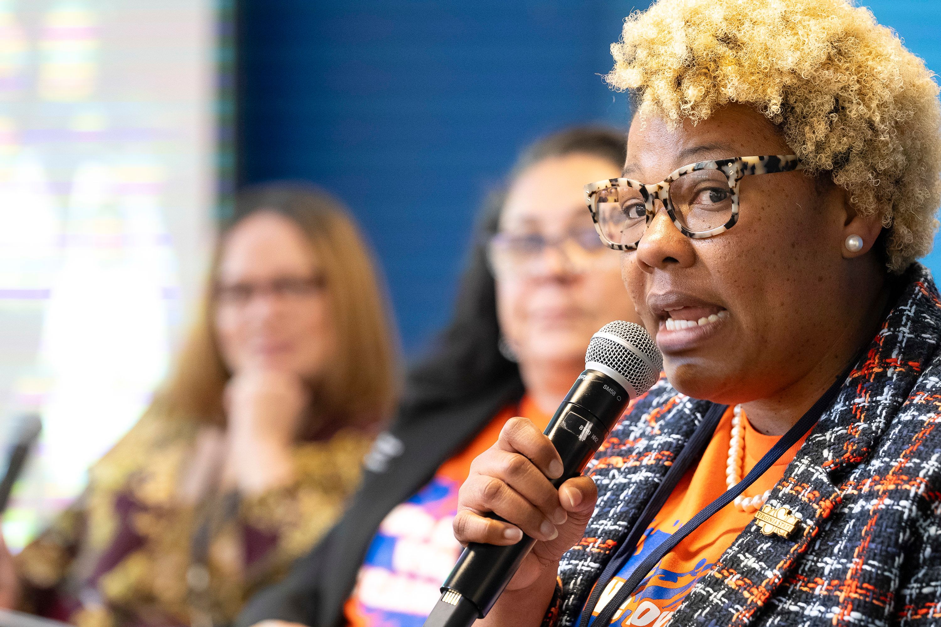 Virginia State University CCAMPIS Director Tamekia Johnson-Dover speaks on a panel at the closing convening