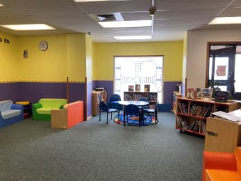 A family-friendly study space in Blackfeet Community College’s campus library