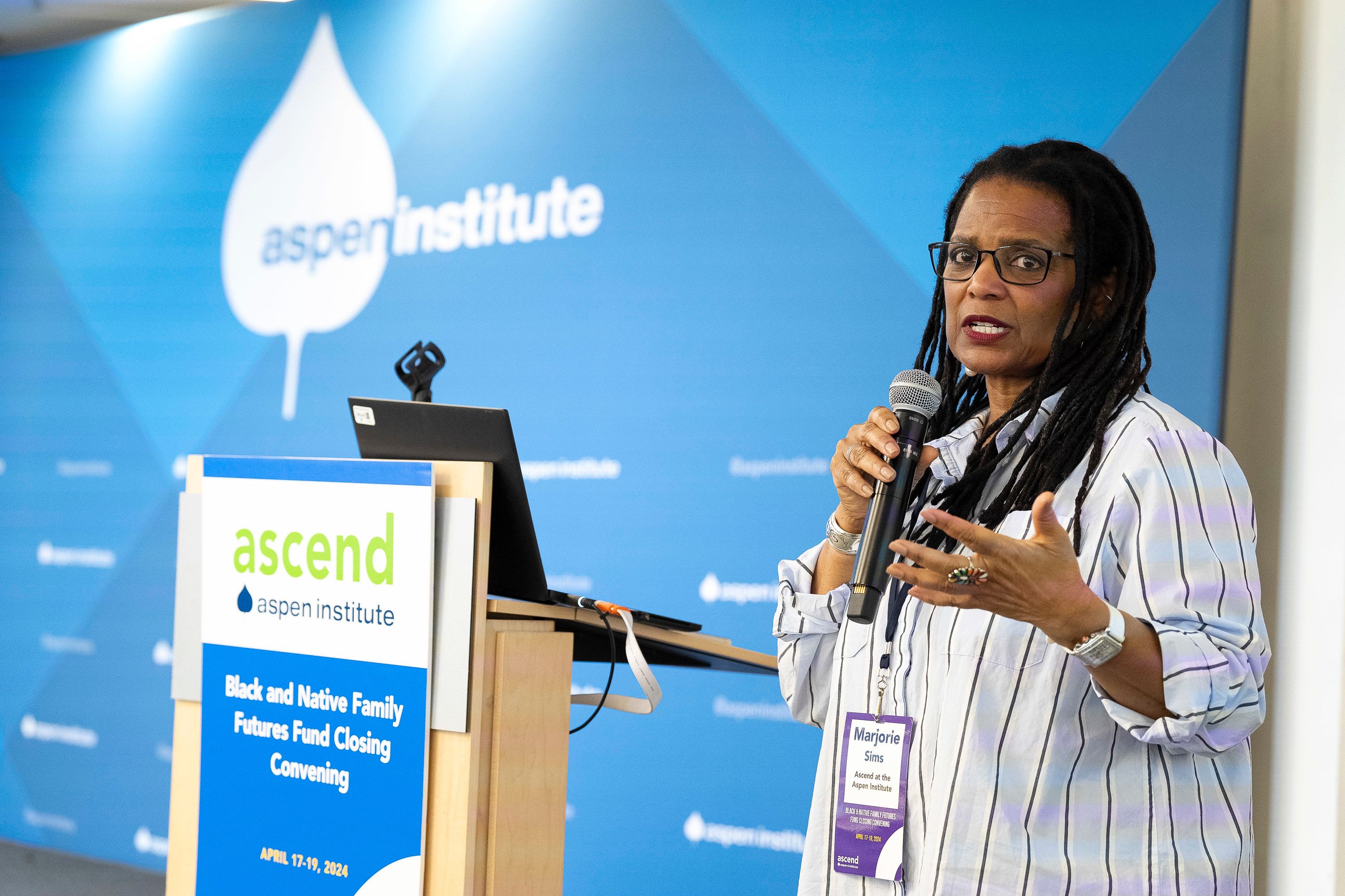 Ascend Managing Director Marjorie Sims speaks during the closing convening