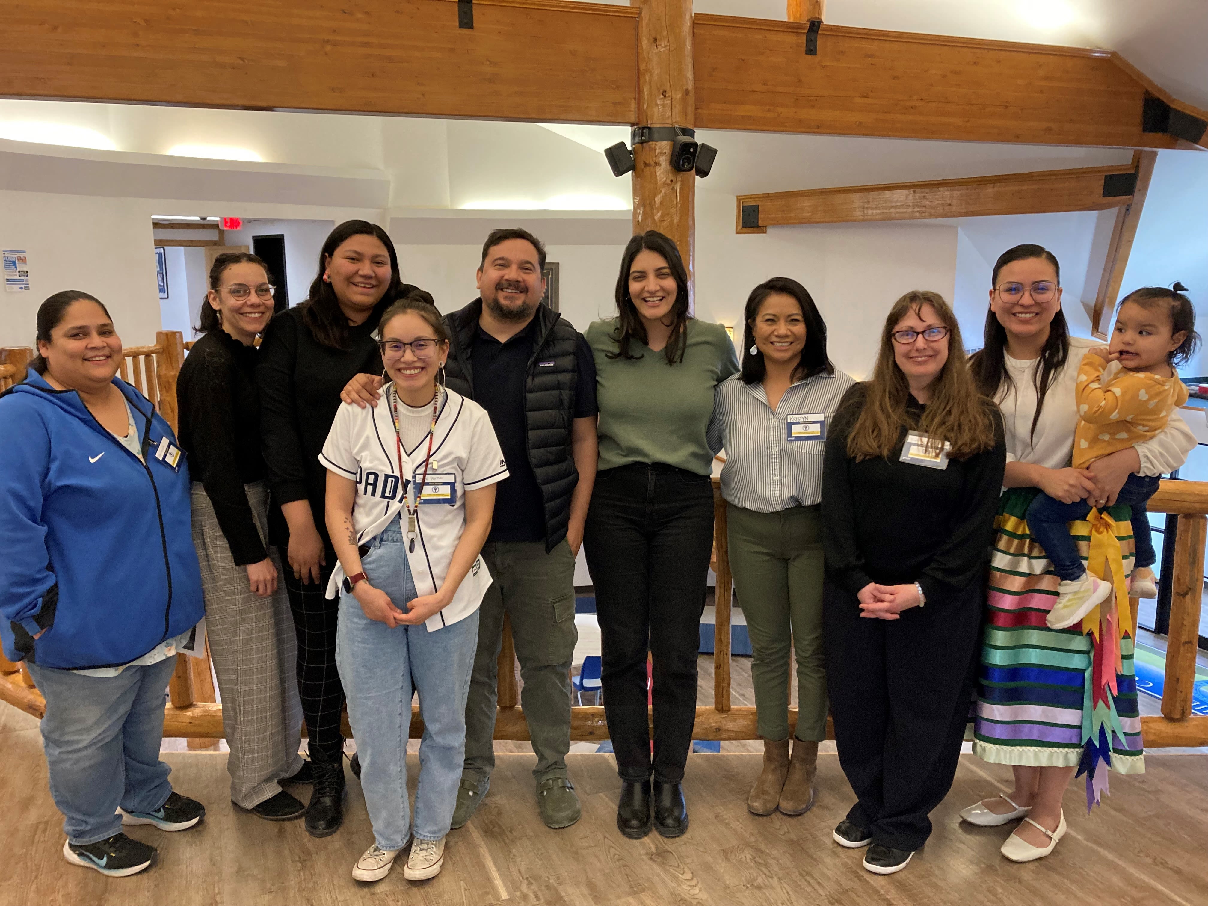 Ascend, Center for Native American Youth, and James Bell Associates staff with members of the Stone Child Community College Task Force