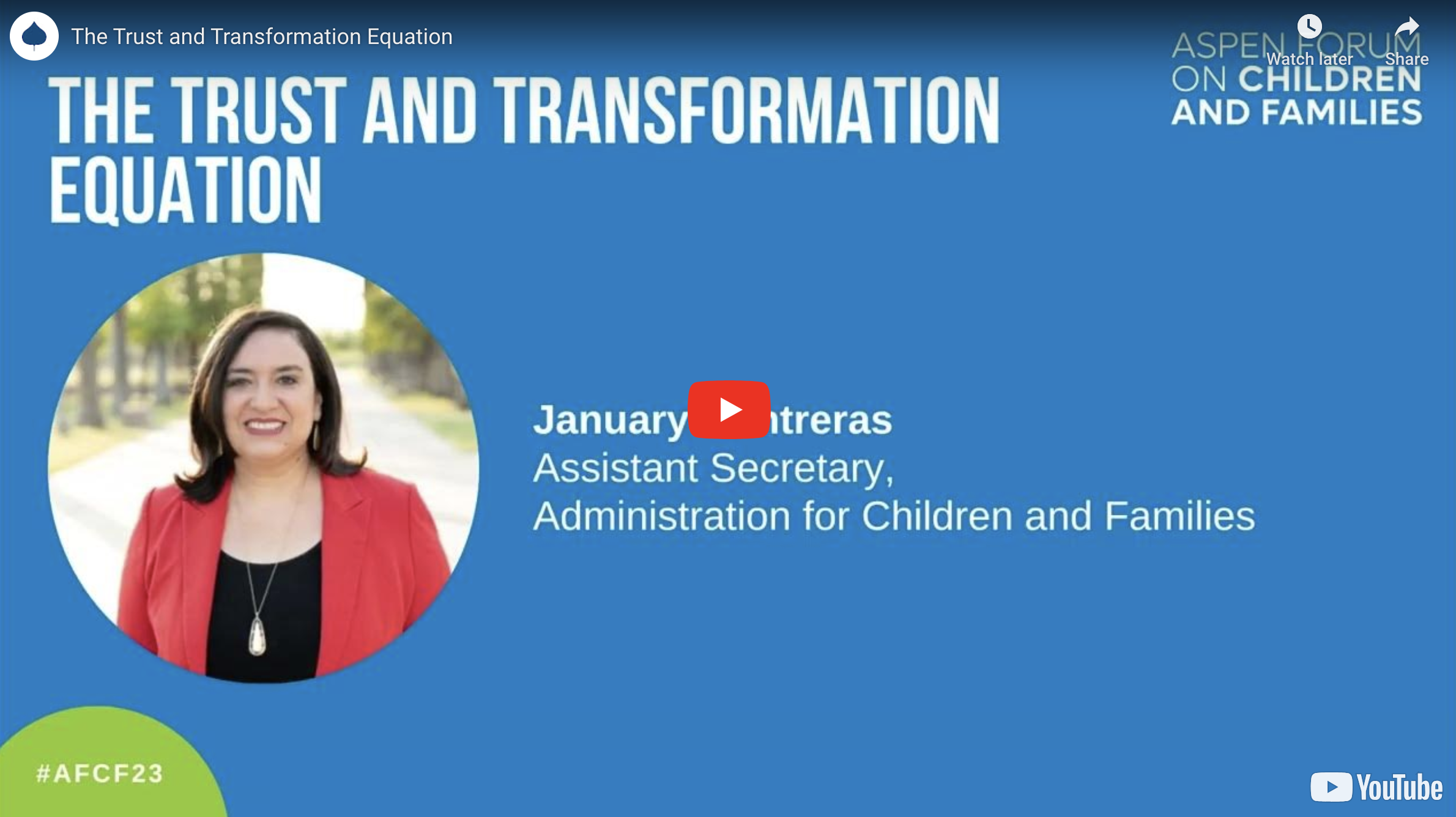 Video graphic for the Trust & Transformation session.